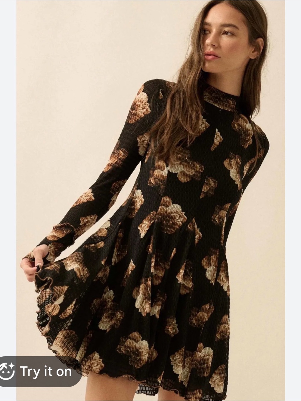 Promesa Sweet Bouquet Floral Honeycomb Mesh Mini Dress